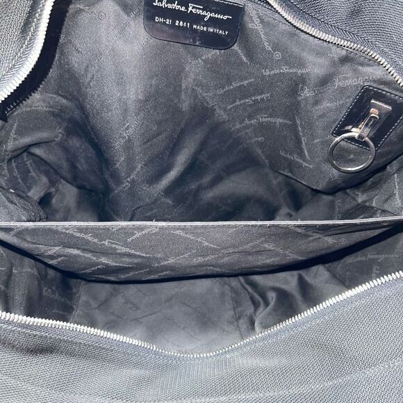 Salvatore Ferragamo Gancini Black Nylon and Patent Leather Shoulder Bag - Picture 15 of 16